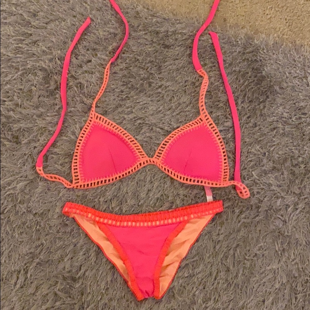 Victoria’s Secret bikini set hot pink orange M/S